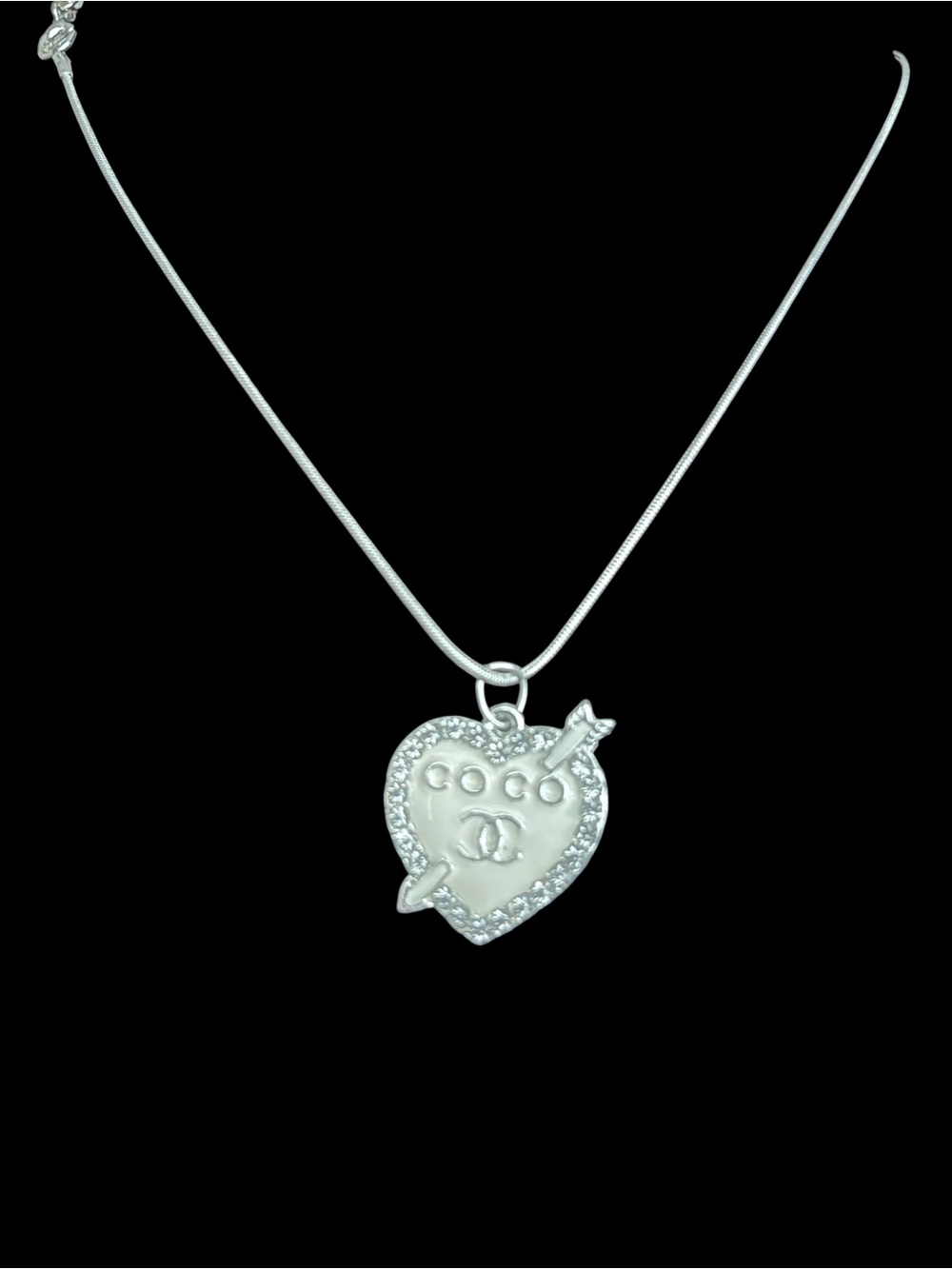 Silver Heart Arrow Pendant Necklace - Women Jewelry - Picture 8 of 10